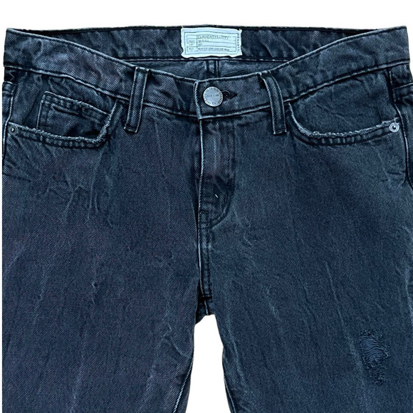 Current/Elliott NEW Cotton Distressed Straight Leg Cropped Jeans Black 30 - Picture 6 of 14